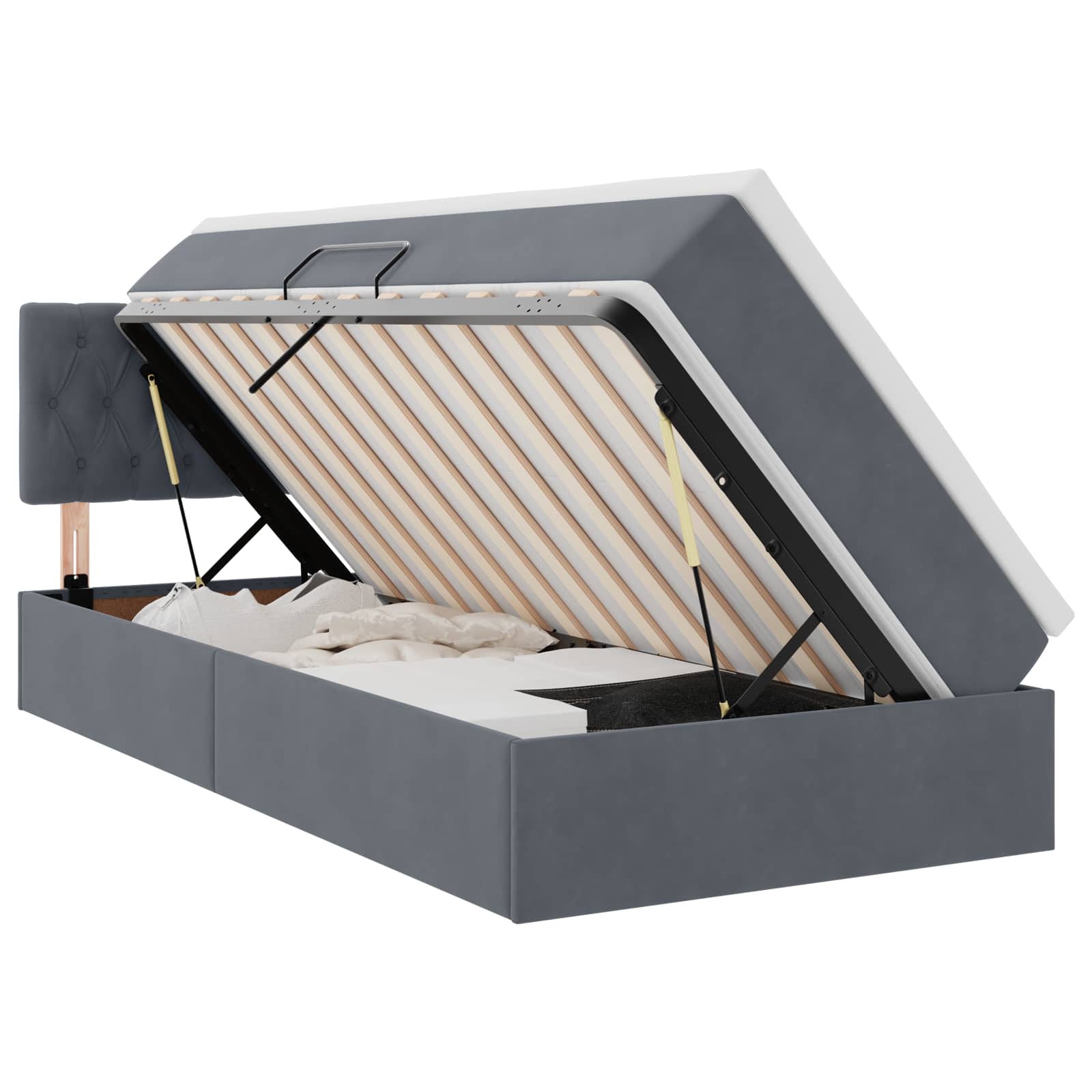 Letto con Contenitore Grigio scuro 90 x 200 cm Velluto | homemem39