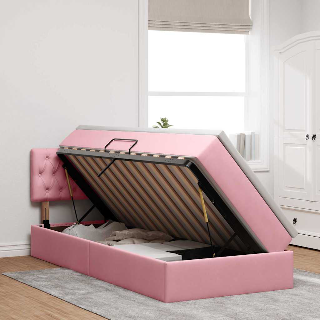 Letto con Contenitore con materasso Rosa 90 x 200 cm Velluto | homemem39