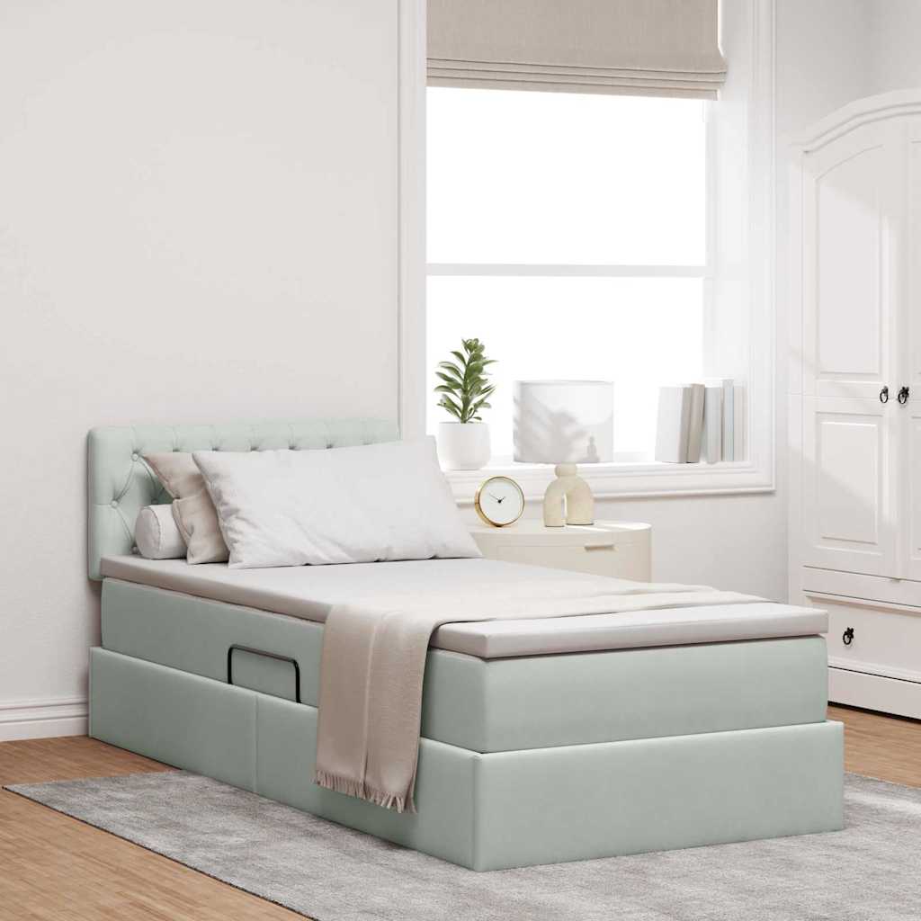 Letto con Contenitore Grigio chiaro 100 x 200 cm Velluto | homemem39