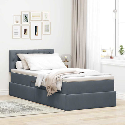 Letto con Contenitore Grigio scuro 100 x 200 cm Velluto | homemem39
