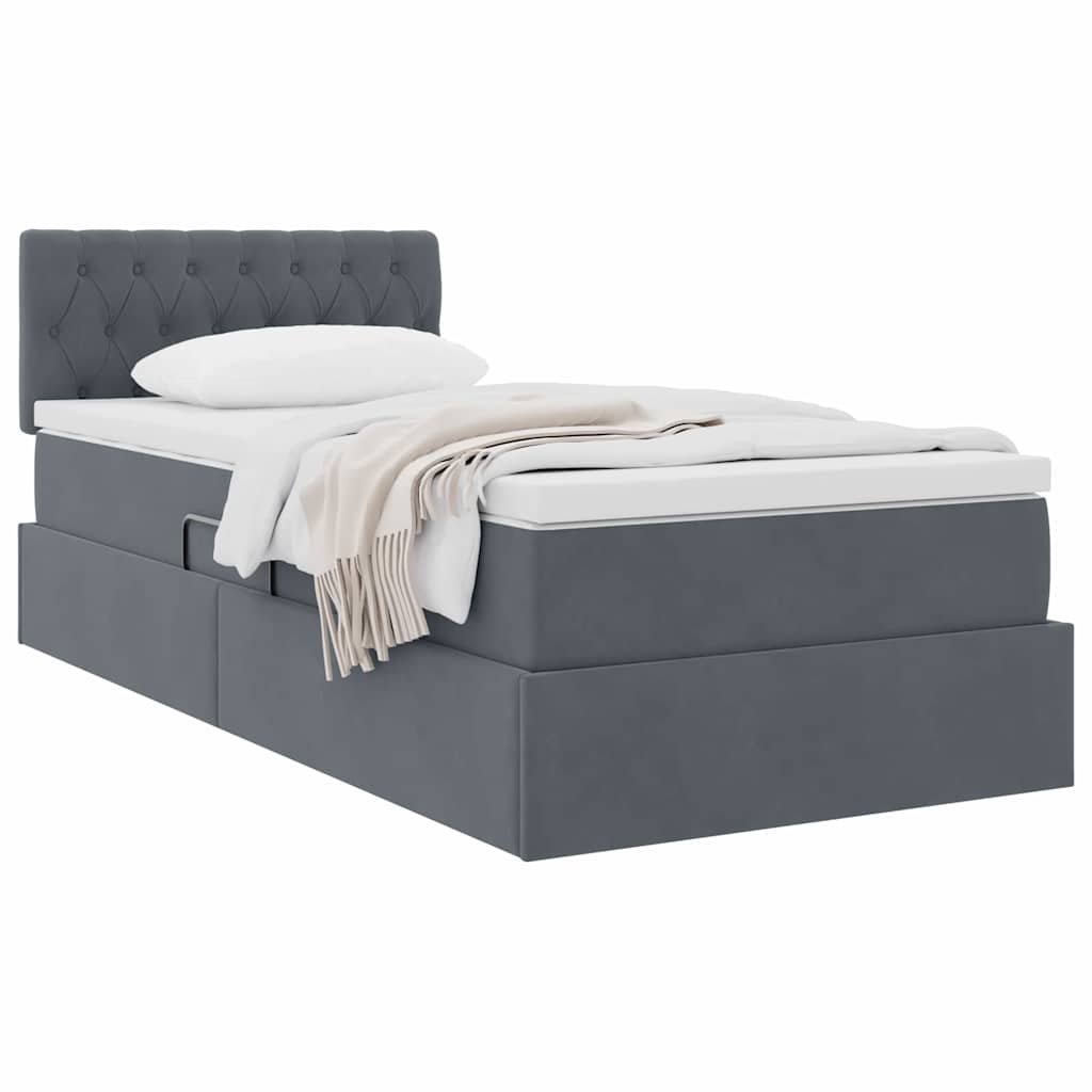 Letto con Contenitore Grigio scuro 100 x 200 cm Velluto | homemem39