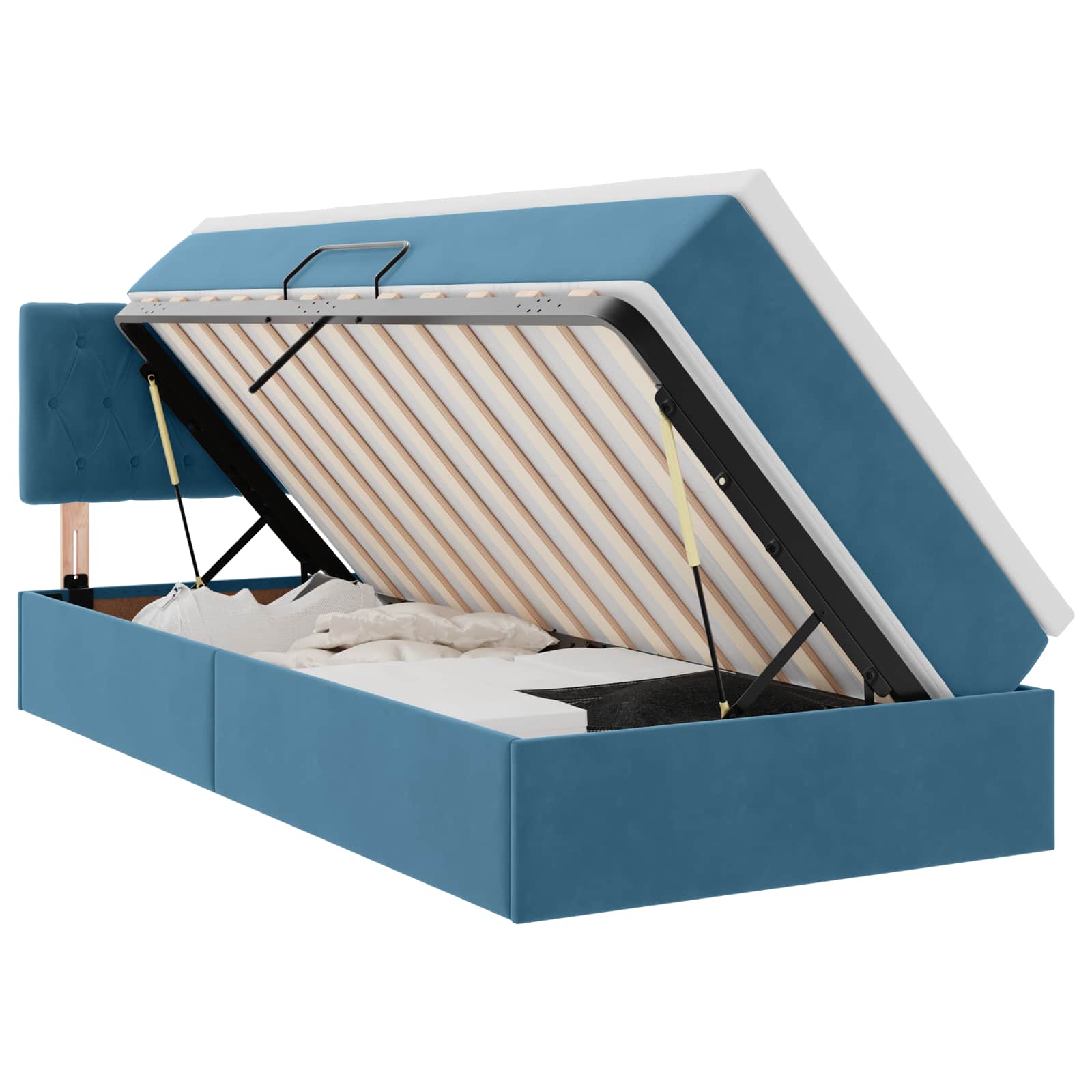 Letto con Contenitore Blu Scuro 100 x 200 cm Velluto | homemem39