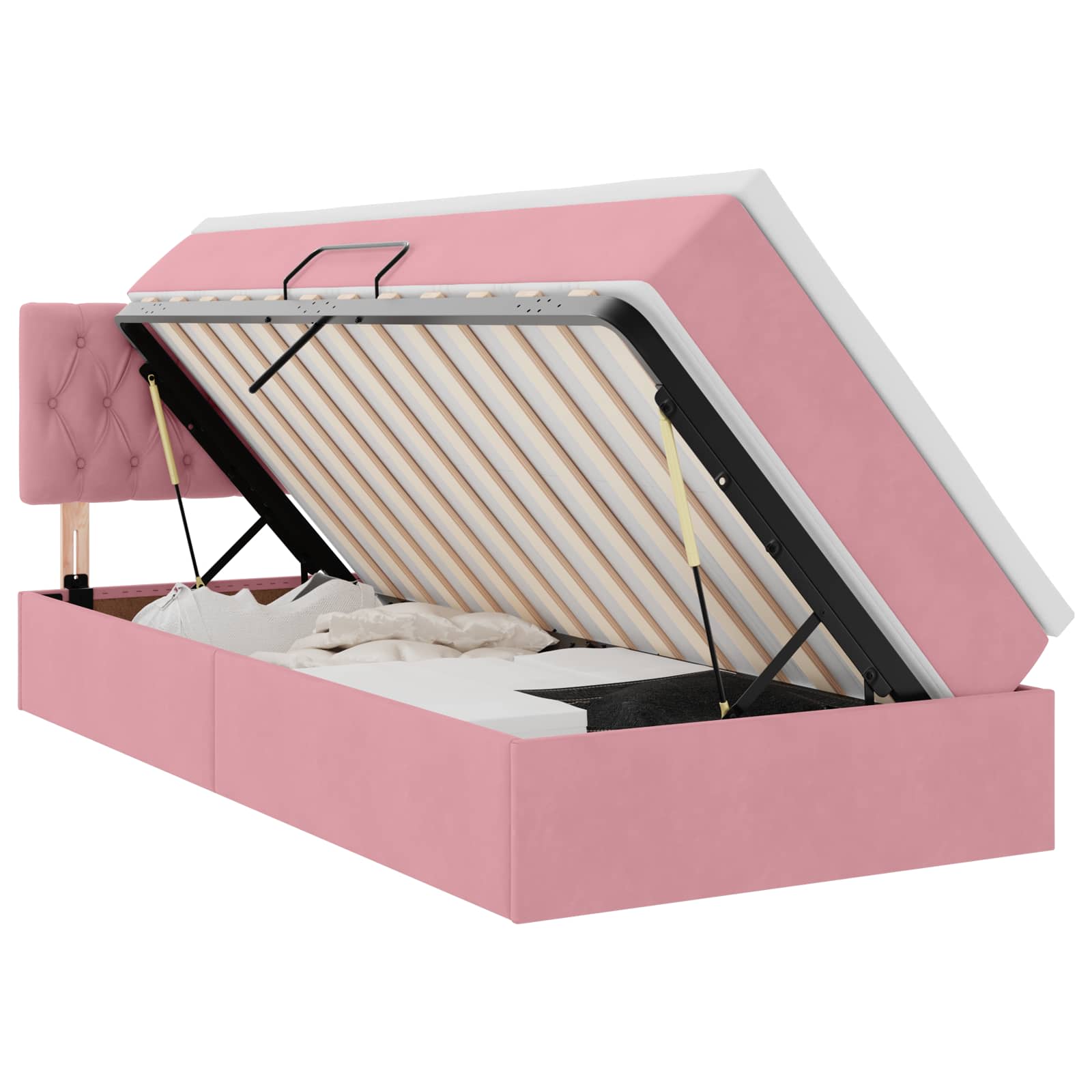 Letto con Contenitore con materasso Rosa 100 x 200 cm Velluto | homemem39