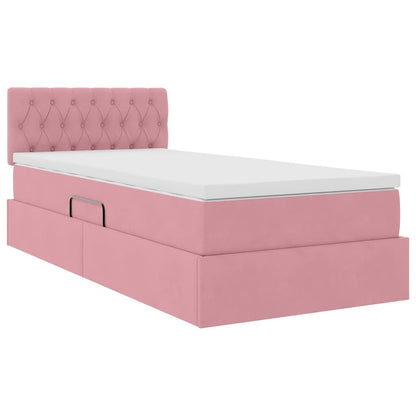 Letto con Contenitore con materasso Rosa 100 x 200 cm Velluto | homemem39