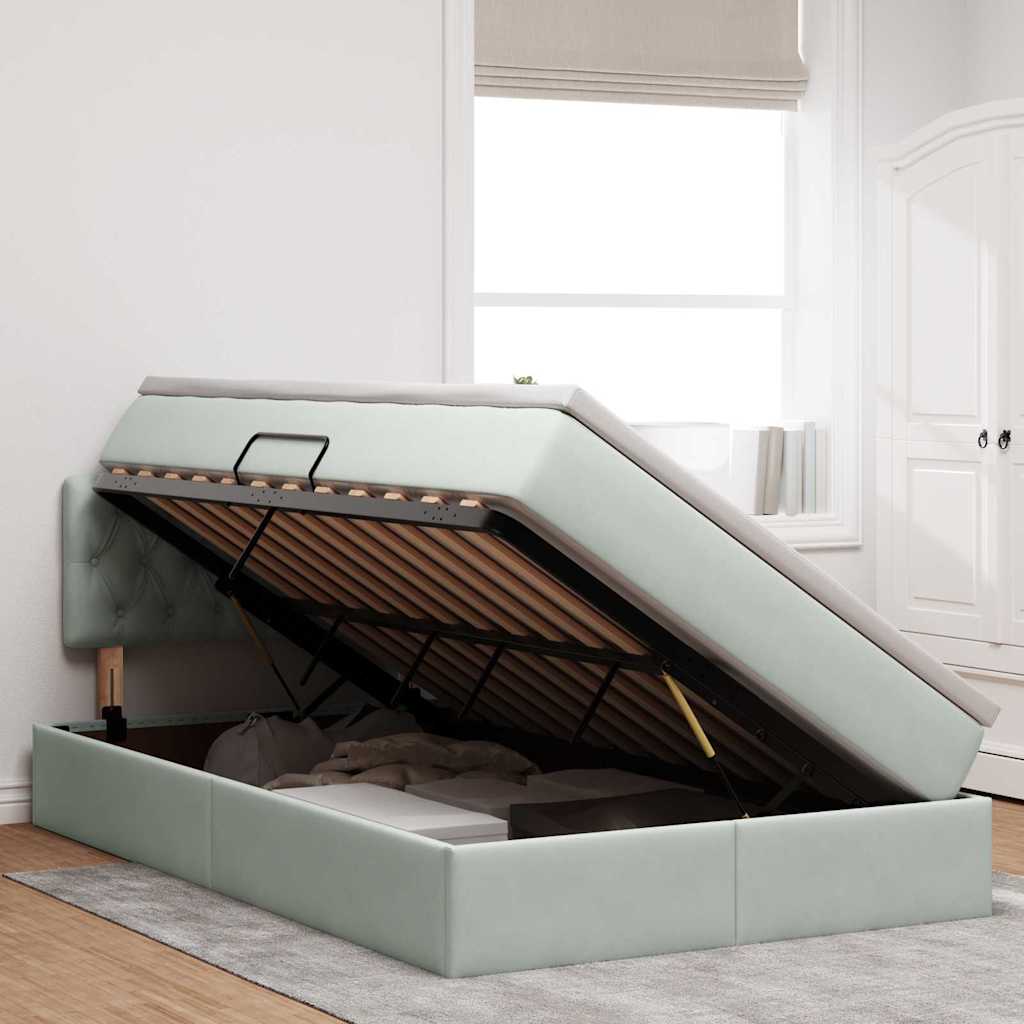 Letto con Contenitore Grigio chiaro 120 x 190 cm Velluto | homemem39