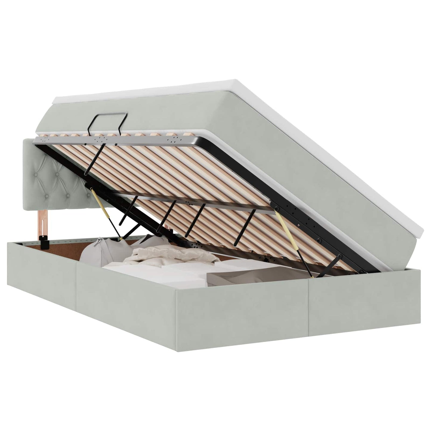 Letto con Contenitore Grigio chiaro 120 x 190 cm Velluto | homemem39