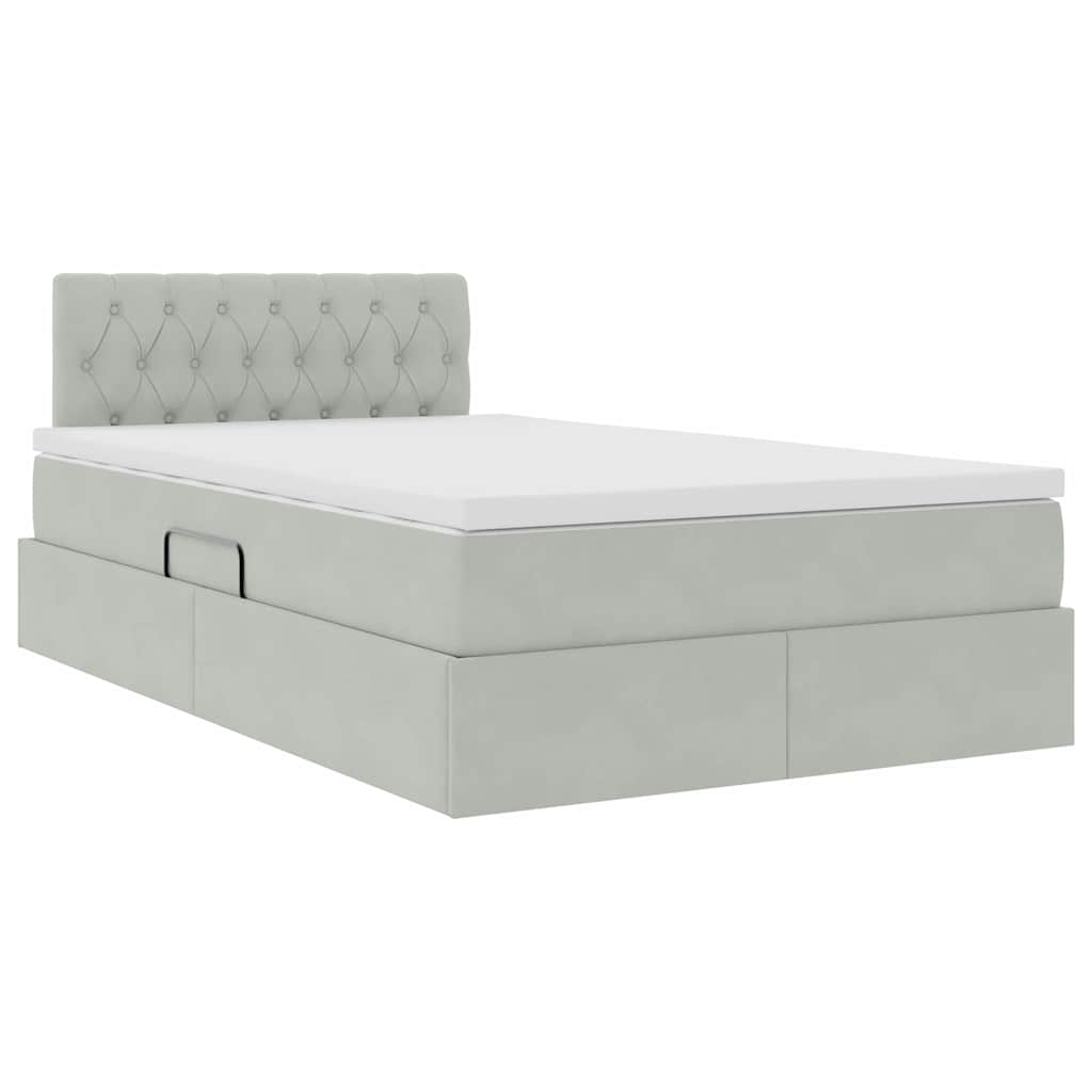Letto con Contenitore Grigio chiaro 120 x 190 cm Velluto | homemem39