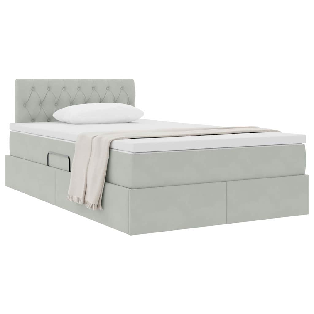 Letto con Contenitore Grigio chiaro 120 x 190 cm Velluto | homemem39