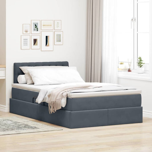 Letto con Contenitore Grigio scuro 120 x 200 cm Velluto | homemem39
