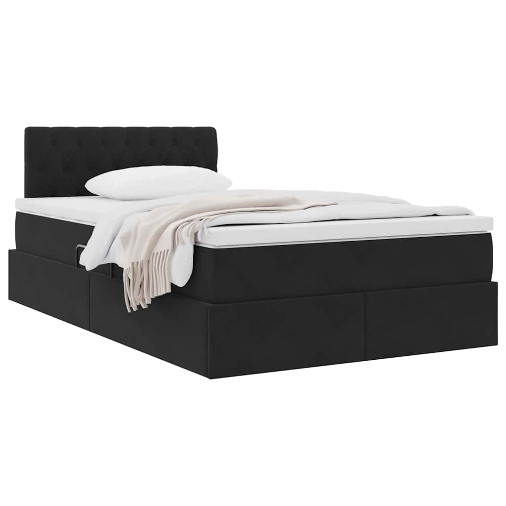 Letto con Contenitore con materasso Nero 120 x 200 cm Velluto | homemem39