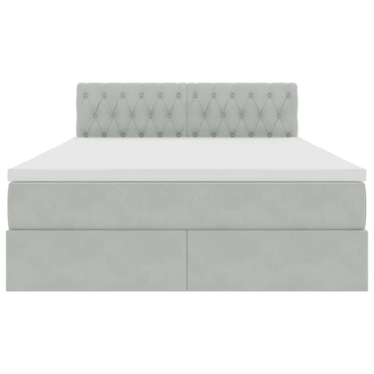 Letto con Contenitore Grigio chiaro 140 x 190 cm Velluto | homemem39