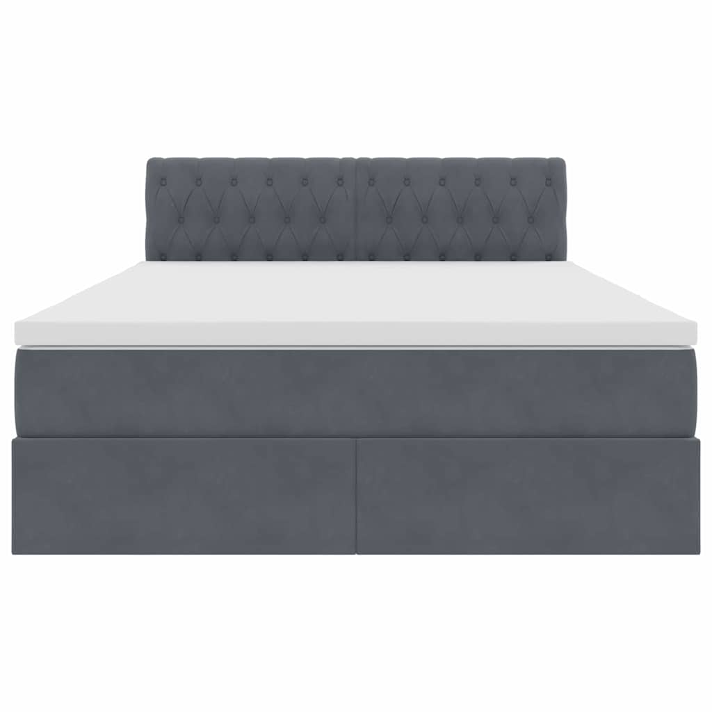 Letto con Contenitore Grigio scuro 140 x 190 cm Velluto | homemem39