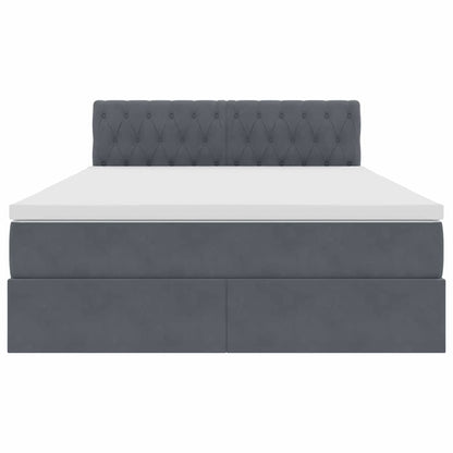 Letto con Contenitore Grigio scuro 140 x 190 cm Velluto | homemem39
