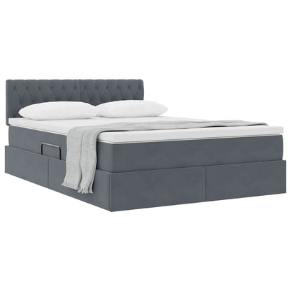 Letto con Contenitore Grigio scuro 140 x 190 cm Velluto | homemem39