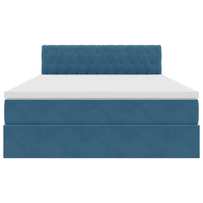 Letto con Contenitore Blu Scuro 140 x 190 cm Velluto | homemem39
