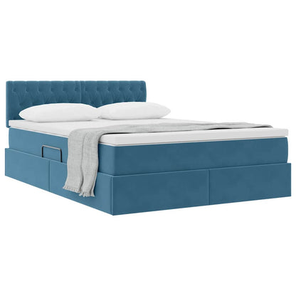 Letto con Contenitore Blu Scuro 140 x 190 cm Velluto | homemem39