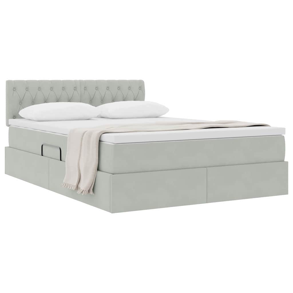 Letto con Contenitore Grigio chiaro 140 x 200 cm Velluto | homemem39