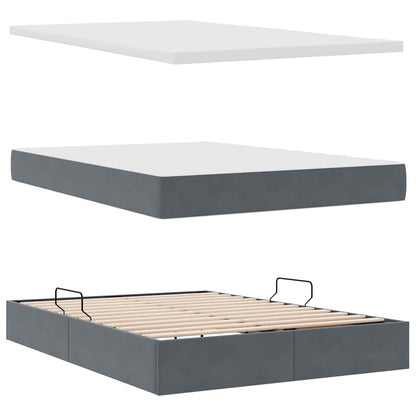 Letto con Contenitore Grigio scuro 140 x 200 cm Velluto | homemem39