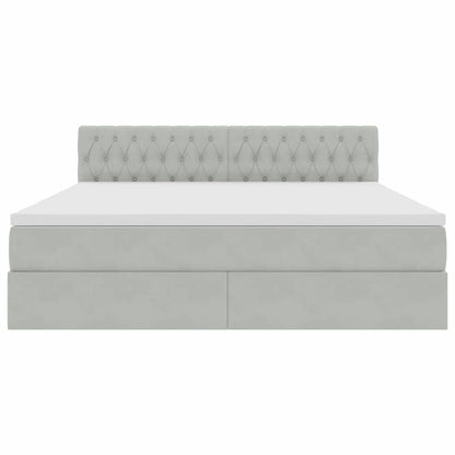 Letto con Contenitore Grigio chiaro 160 x 200 cm Velluto | homemem39