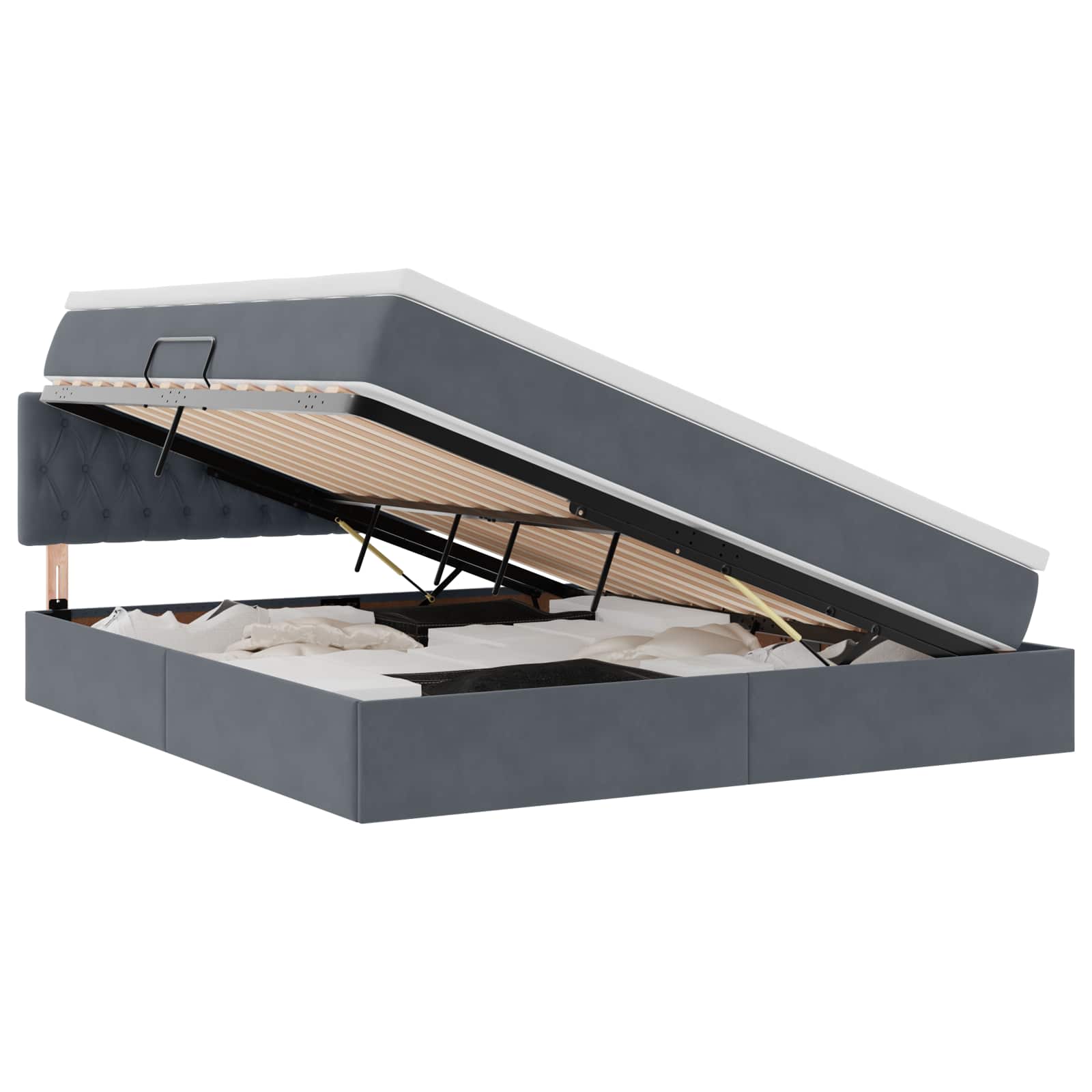 Letto con Contenitore Grigio scuro 160 x 200 cm Velluto | homemem39