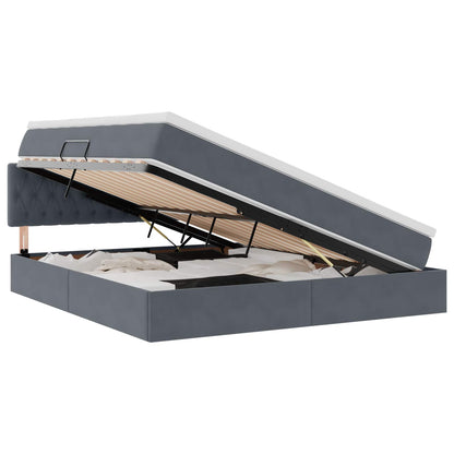 Letto con Contenitore Grigio scuro 160 x 200 cm Velluto | homemem39