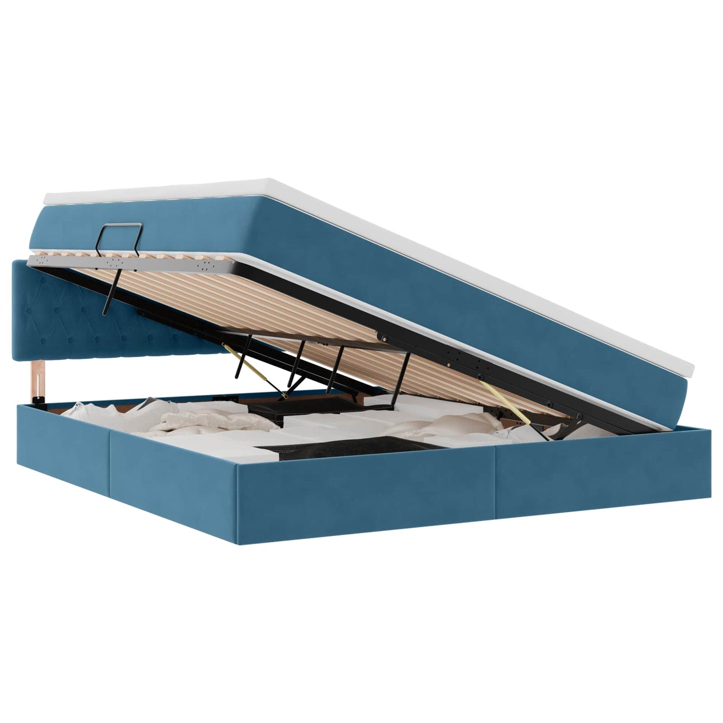 Letto con Contenitore Blu Scuro 160 x 200 cm Velluto | homemem39
