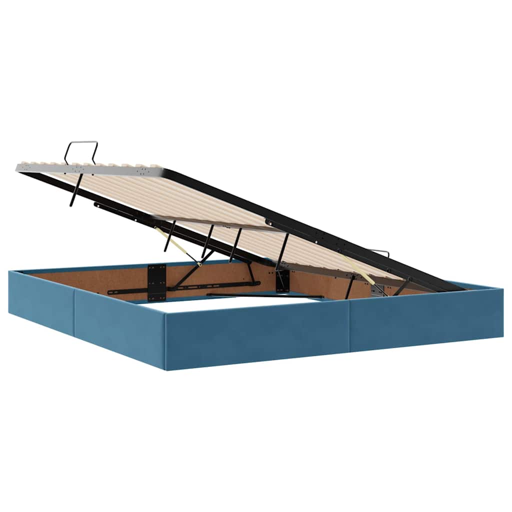 Letto con Contenitore Blu Scuro 160 x 200 cm Velluto | homemem39