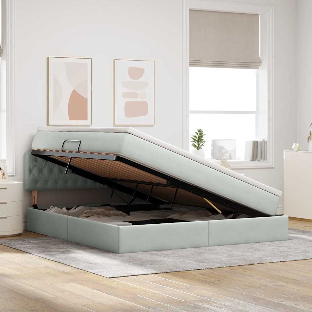 Letto con Contenitore Grigio chiaro 180 x 200 cm Velluto | homemem39