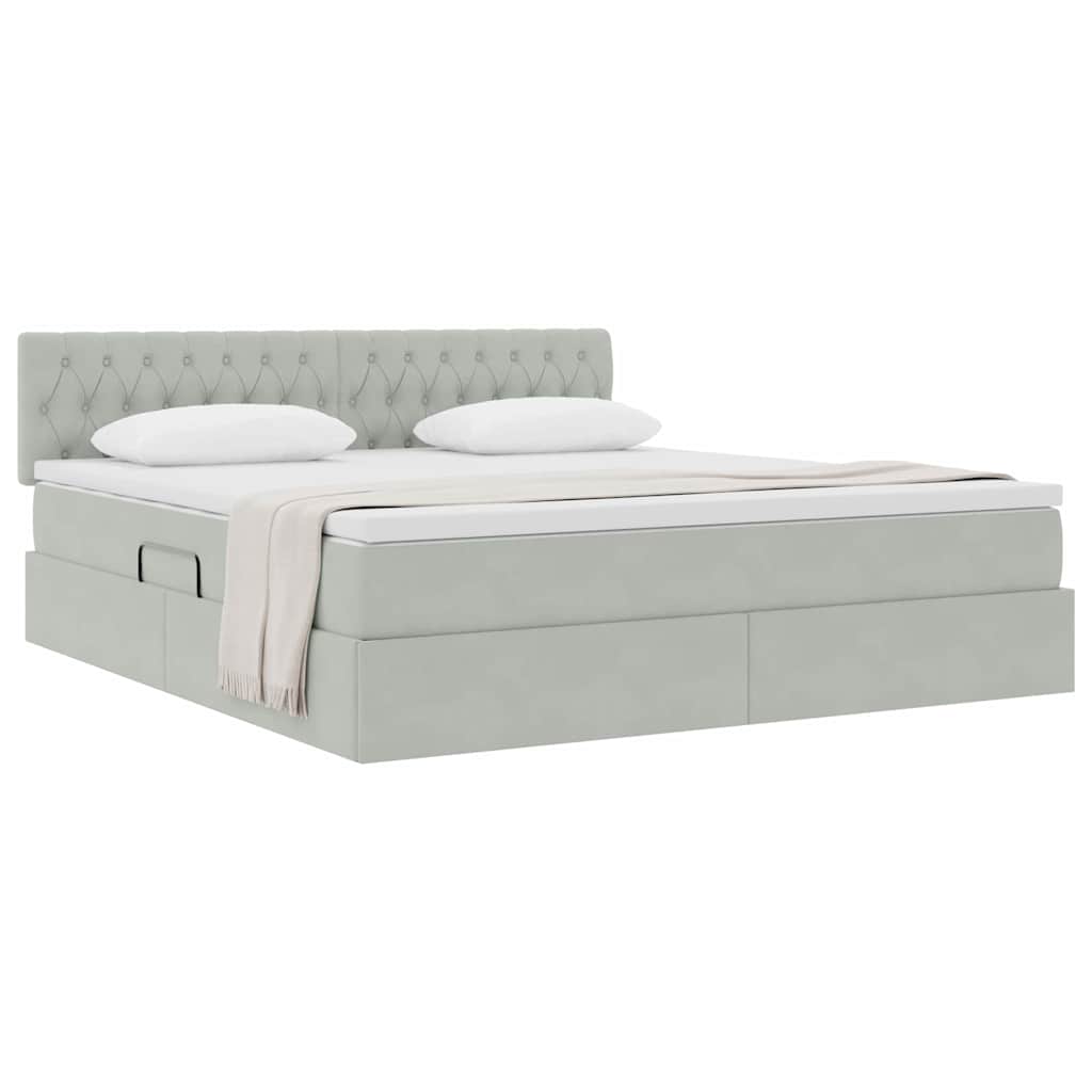 Letto con Contenitore Grigio chiaro 180 x 200 cm Velluto | homemem39