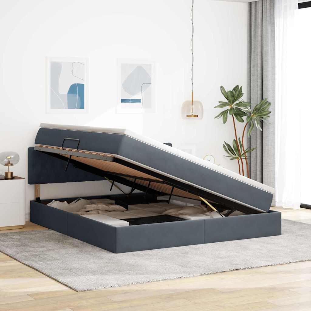 Letto con Contenitore Grigio scuro 180 x 200 cm Velluto | homemem39