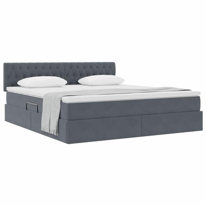 Letto con Contenitore Grigio scuro 180 x 200 cm Velluto | homemem39