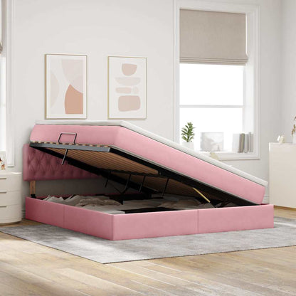 Letto con Contenitore con materasso Rosa 180 x 200 cm Velluto | homemem39