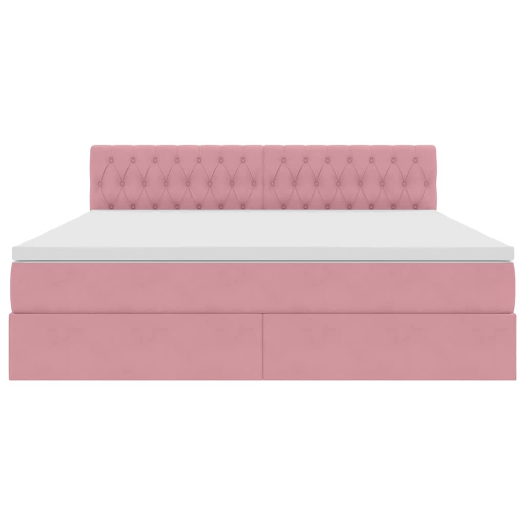 Letto con Contenitore con materasso Rosa 180 x 200 cm Velluto | homemem39