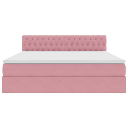 Letto con Contenitore con materasso Rosa 180 x 200 cm Velluto | homemem39