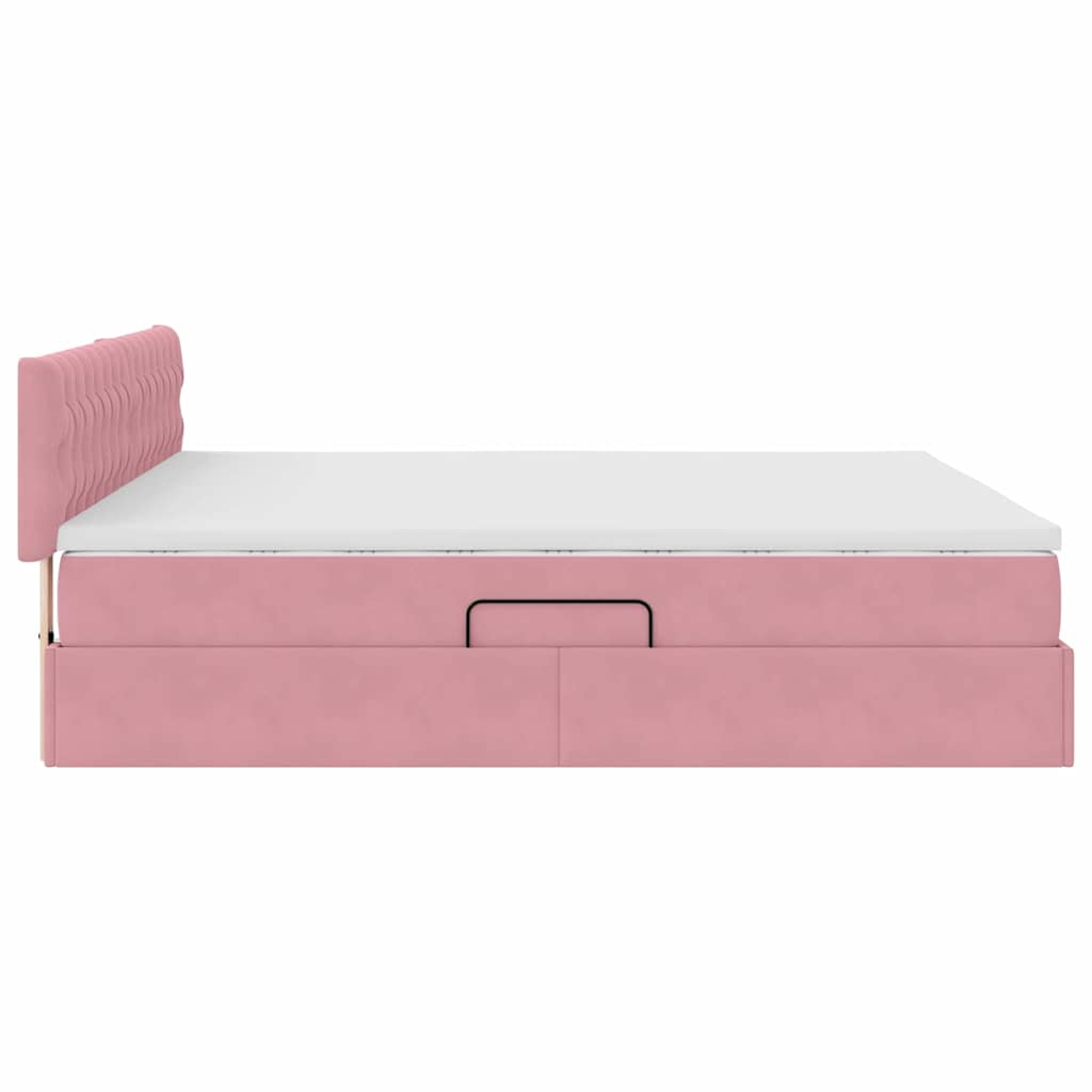 Letto con Contenitore con materasso Rosa 180 x 200 cm Velluto | homemem39
