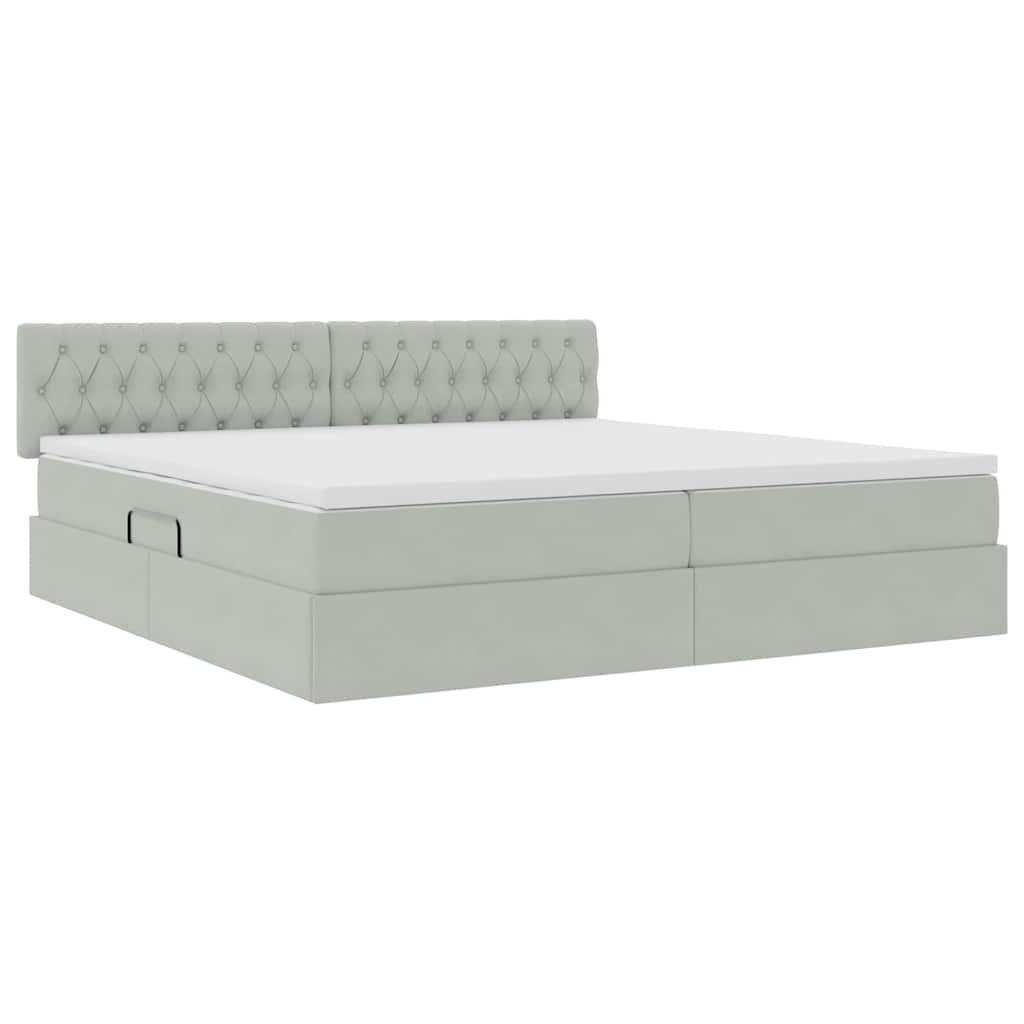Letto con Contenitore Grigio chiaro 200 x 200 cm Velluto | homemem39