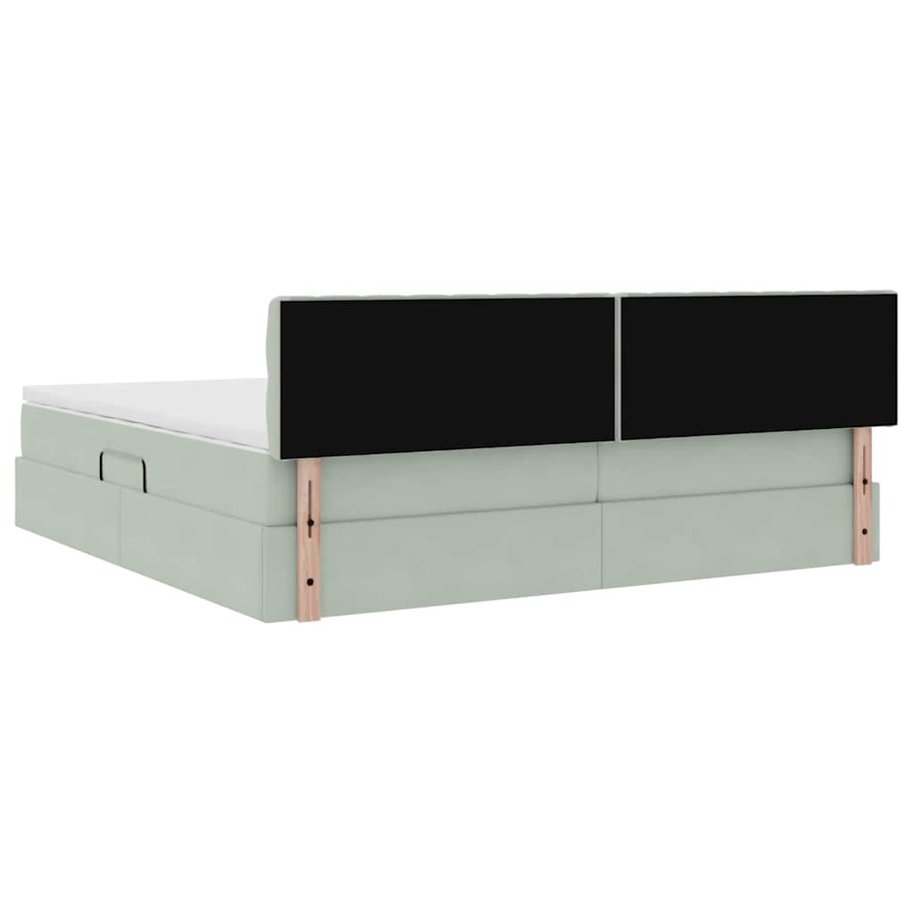 Letto con Contenitore Grigio chiaro 200 x 200 cm Velluto | homemem39