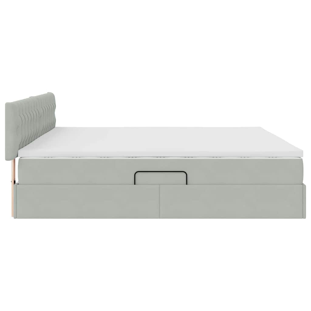 Letto con Contenitore Grigio chiaro 200 x 200 cm Velluto | homemem39