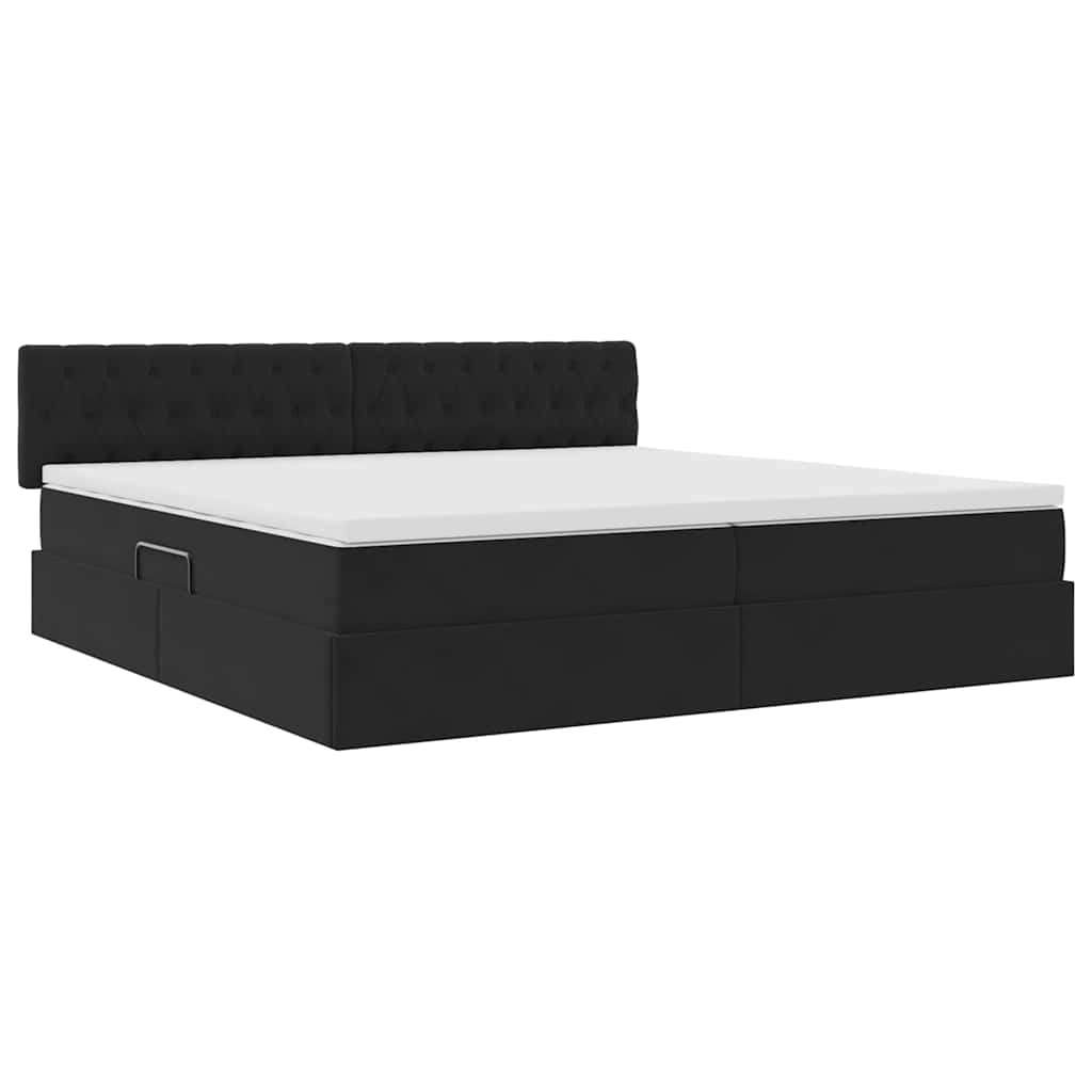 Letto con Contenitore con materasso Nero 200 x 200 cm Velluto | homemem39