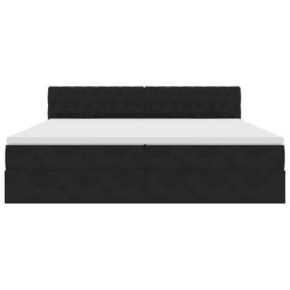 Letto con Contenitore con materasso Nero 200 x 200 cm Velluto | homemem39