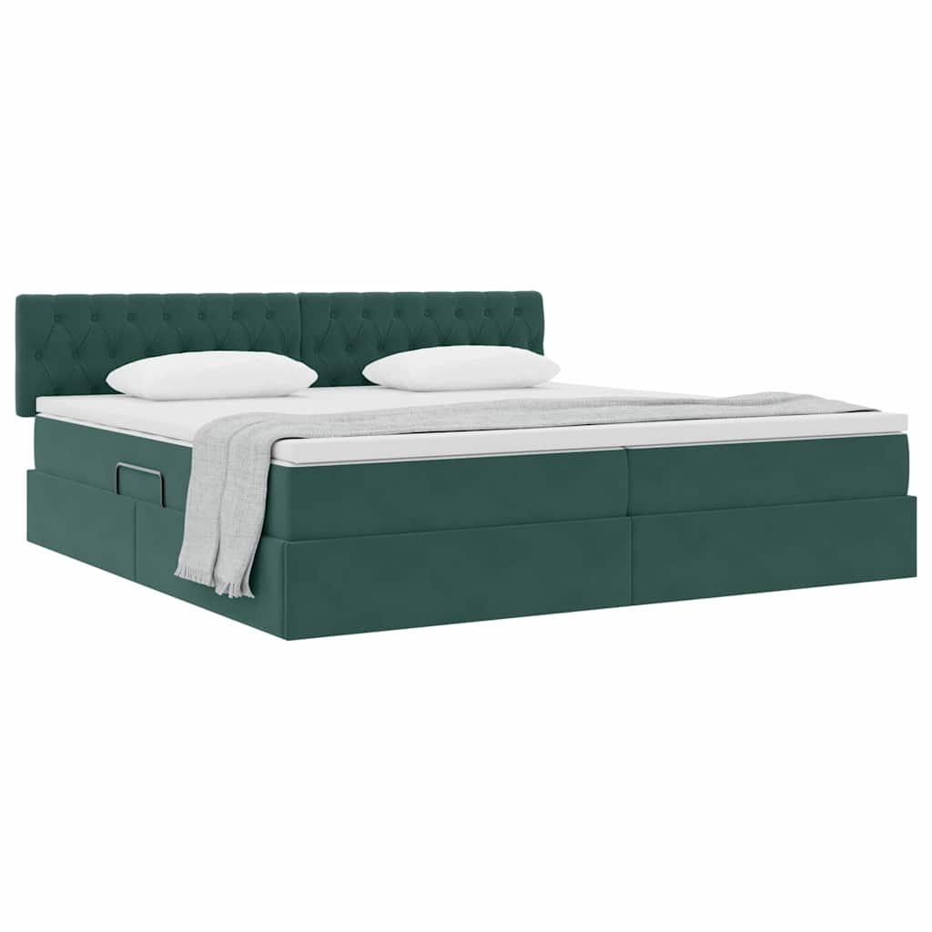 Letto con Contenitore Verde Scuro 200 x 200 cm Velluto | homemem39