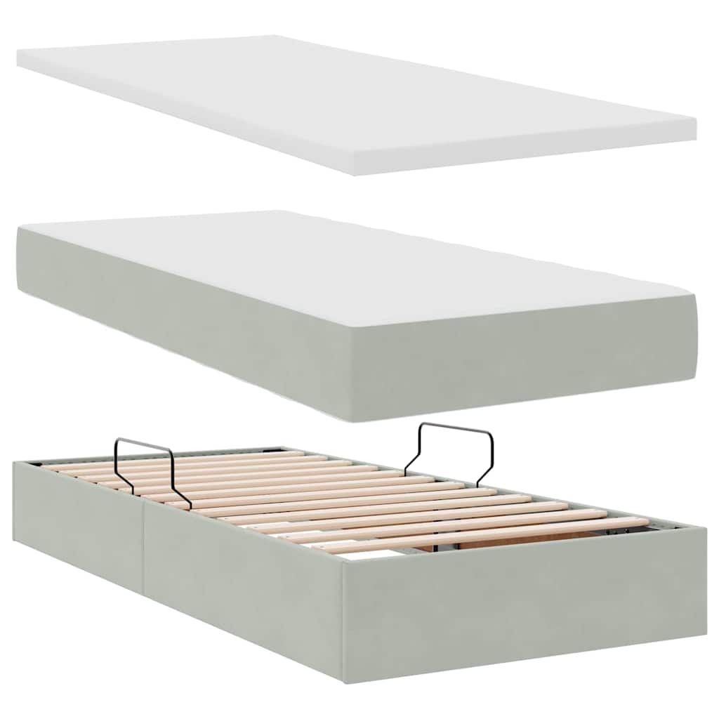 Letto con Contenitore Grigio chiaro 90 x 190 cm Velluto | homemem39