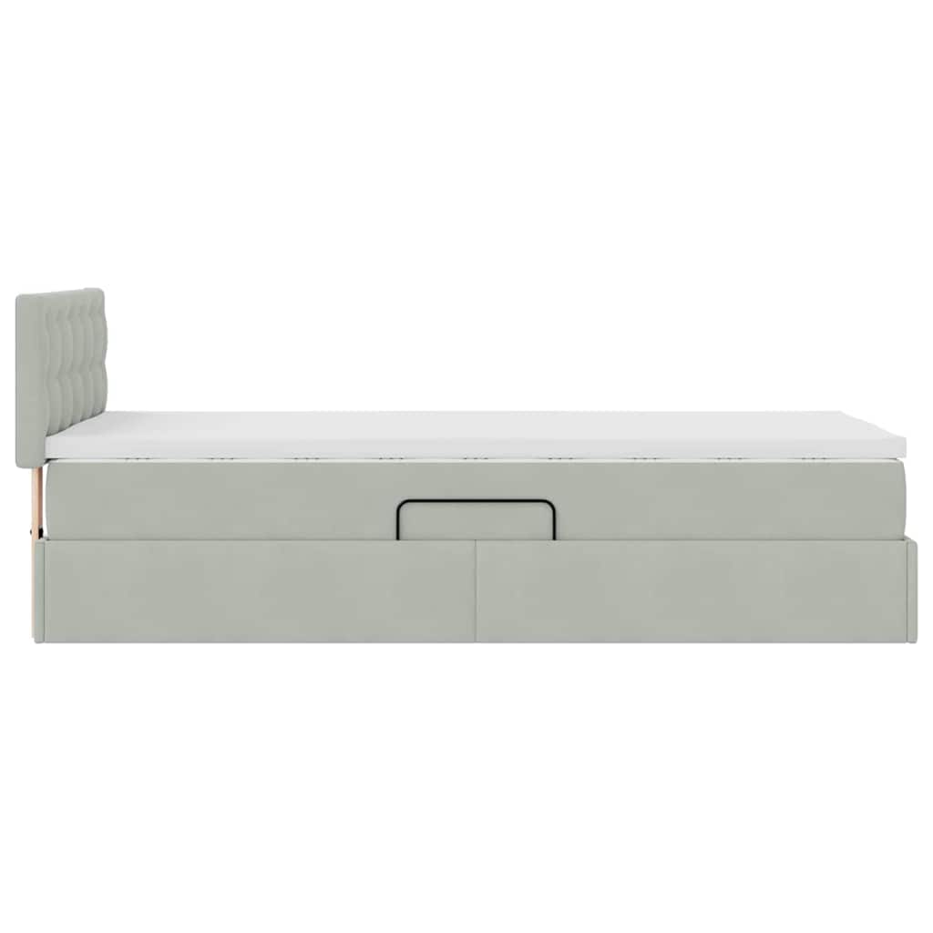 Letto con Contenitore Grigio chiaro 90 x 190 cm Velluto | homemem39
