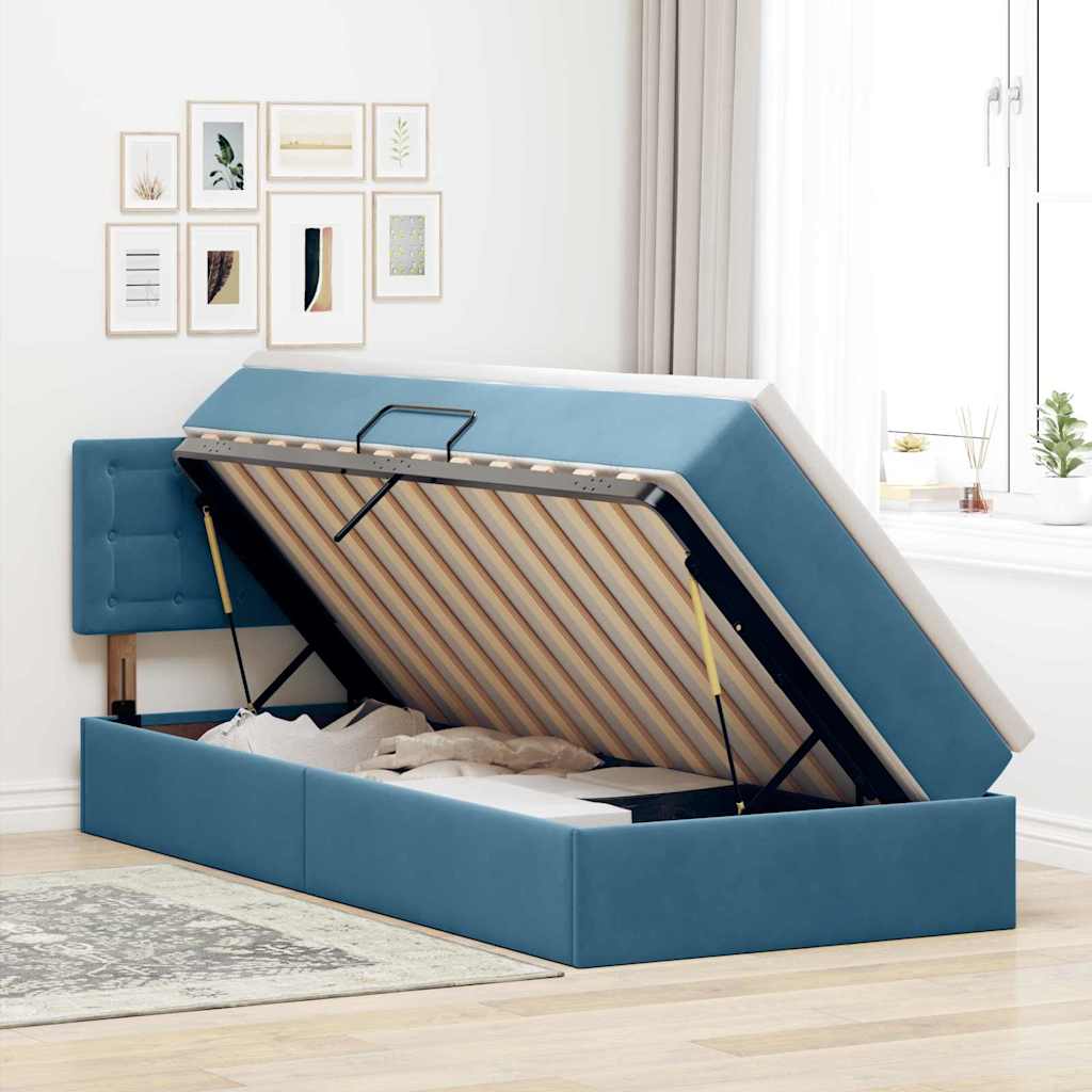 Letto con Contenitore Blu Scuro 90 x 190 cm Velluto | homemem39