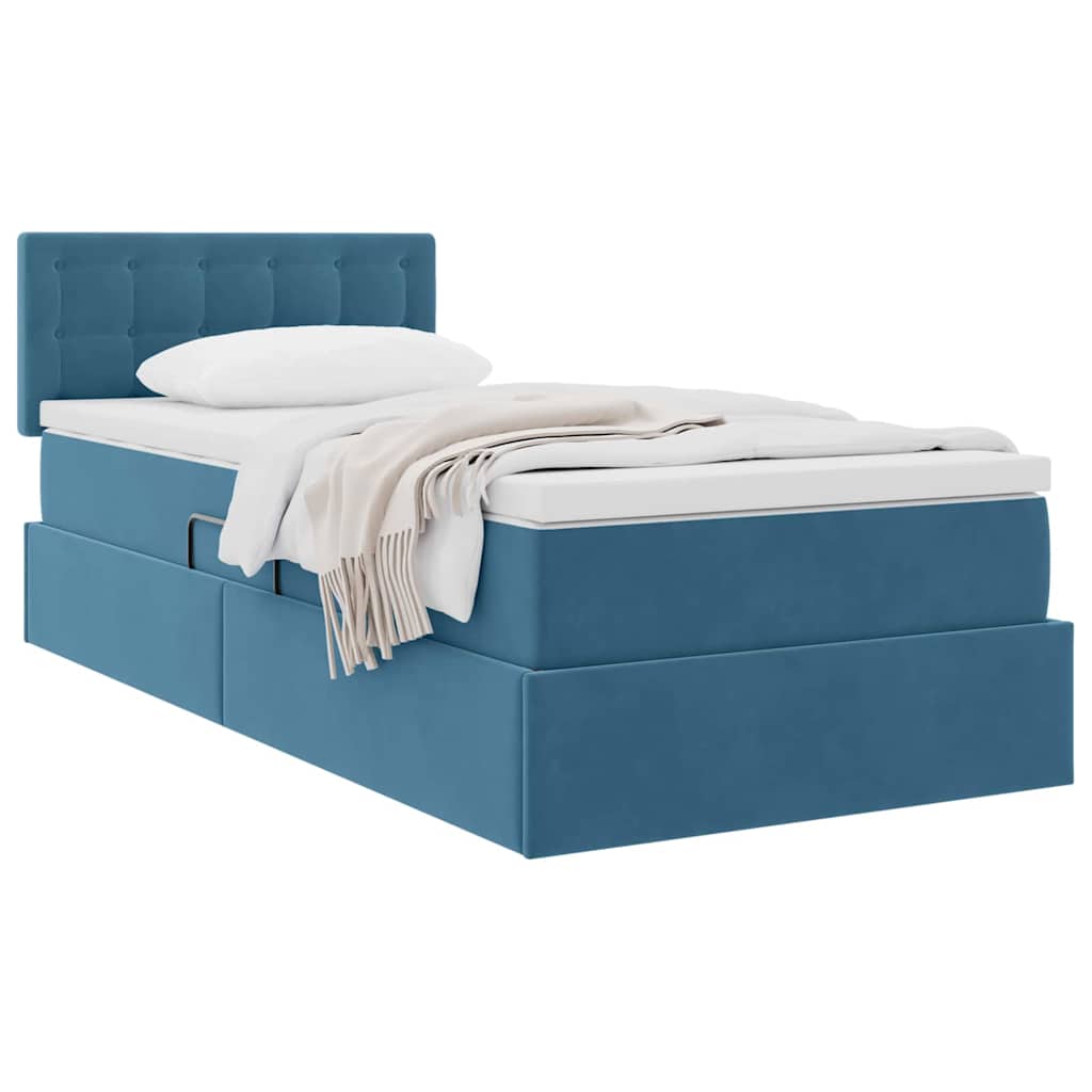 Letto con Contenitore Blu Scuro 90 x 190 cm Velluto