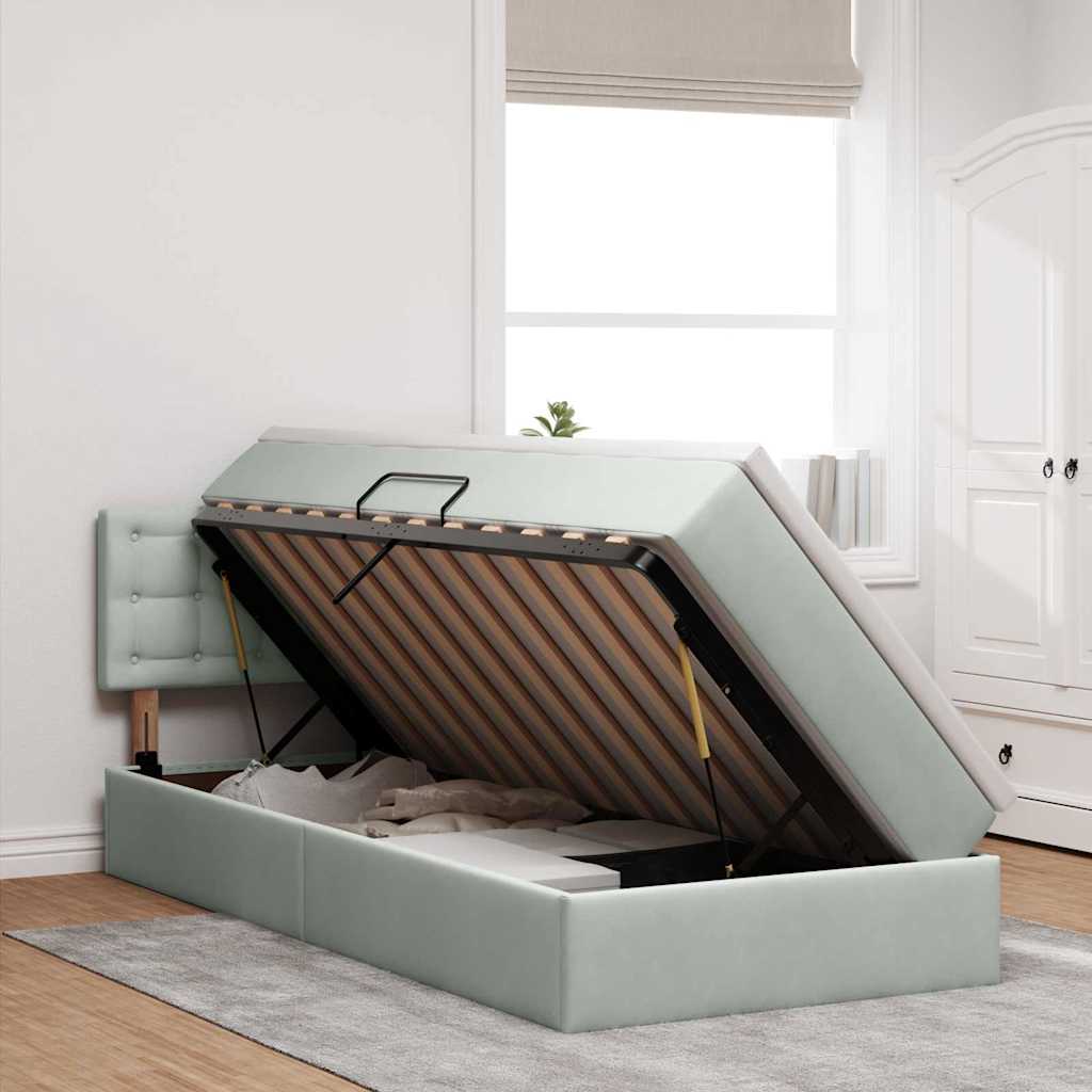 Letto con Contenitore Grigio chiaro 90 x 200 cm Velluto | homemem39