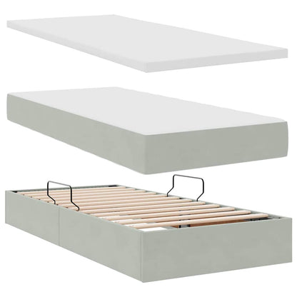 Letto con Contenitore Grigio chiaro 90 x 200 cm Velluto | homemem39