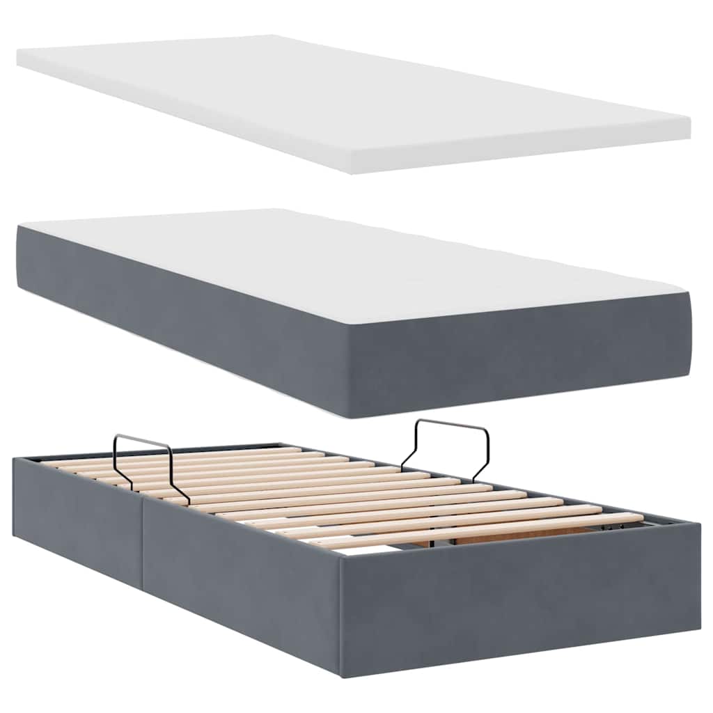 Letto con Contenitore Grigio scuro 90 x 200 cm Velluto | homemem39