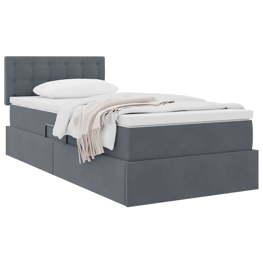 Letto con Contenitore Grigio scuro 90 x 200 cm Velluto | homemem39
