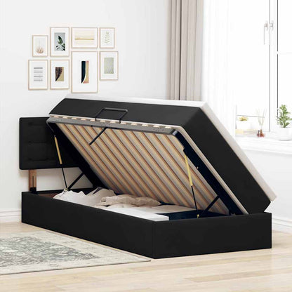 Letto con Contenitore con materasso Nero 90 x 200 cm Velluto